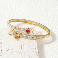 Bracelet tendance pour femme en alliage de zinc plaqué or 14 carats avec zircone cubique, forme animale, minimaliste, de luxe, cadeau, bijoux