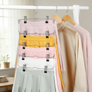 LINDON Space-Saving 5 Tier Foldable Metal <strong>Hanger</strong> with Clips <strong>Multi</strong>-Layer Closet Storage for Pants, Skirts, Jeans, Towels - Product Image 6