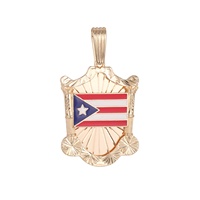 Collier Pendentif Bouclier Drapeau Personnalisable en Laiton Plaqué Or 14K avec Breloque Sculptée Émaillée à l'Huile pour Femme