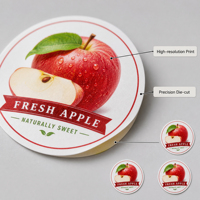 Étiquettes de fruits personnalisées en gros avec logo, rouleaux d'autocollants BOPP de qualité alimentaire, autocollants de marque bio haut de gamme, impression OEM ODM