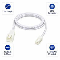 Lampu Kabinet LED Kabel Ekstensi 2M 12-24Vdc Maks 3A Kawat 20AWG dengan Konektor Pria/Wanita 2510 Plug-and-Play Tahan Lama