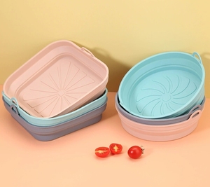 Nouveau moule <span class=keywords><strong>de</strong></span> <span class=keywords><strong>cuisson</strong></span> pliable en silicone pour friteuse à air, réutilisable, pour <span class=keywords><strong>four</strong></span> à micro-ondes, idéal pour gâteaux et pizzas, emballé en boîte - Product Image 3