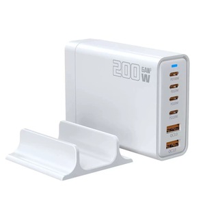ที่ชาร์จ GaN 200W แบบหลายพอร์ต 4C2A แท่นชาร์จตั้งโต๊ะ รองรับการชาร์จเร็ว PD100W พร้อมที่วาง - Product Image 1