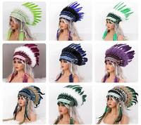 Coiffe en plumes indiennes douces cousue à la main, pour Halloween, cosplay, couleur personnalisée, taille sur mesure, Noël, carnaval