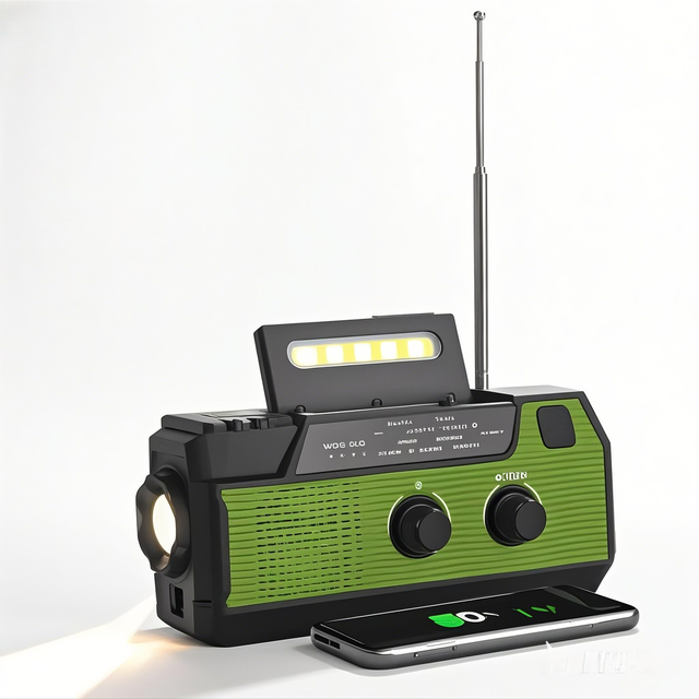 Solar Emergency Radio with Light & SOS Alarm Autonomous Hand Charging Battery Powered Radio Portable Charger Support USB FM AM