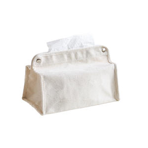 Funda de lona para caja de pañuelos, tamaño grande, 24,5 cm, almacenamiento portátil multiusos para escritorio, color blanco marfil, plegable, para uso doméstico y en casas de huéspedes - Product Image 4