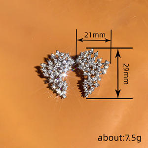 E3854 White Gold Diamond <b>Stud</b> <b>Earrings</b> Round Brilliant Cut Geometric Prong Setting Luxury Women's <b>Fine</b> Jewelry - Product Image 6