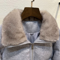 Manteau court d'hiver élégant Jancoco en duvet de plumes d'oie personnalisé pour femmes avec col en vison