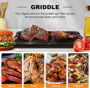 Горячая распродажа, тарелка для готовки, предварительно приправленная чугунная сковорода для гриля, реверсивная прямоугольная решетка для гриля для плиты - Product Image 5