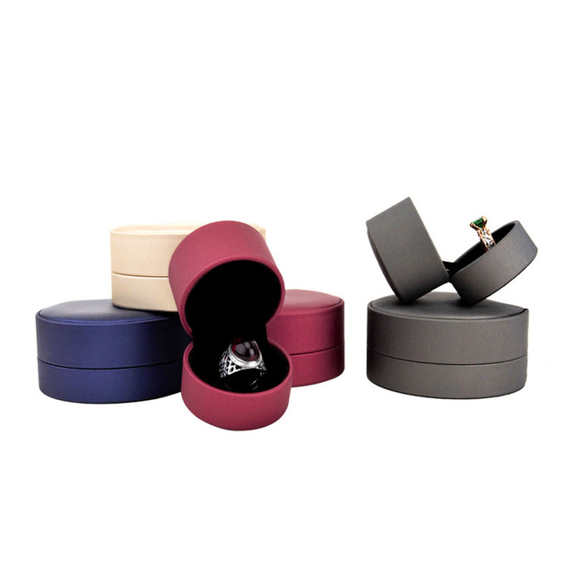Case Jewelry Ring Bangle Box PU Leather Velvet Round Luxury Jewelry Packaging Box with Your logo