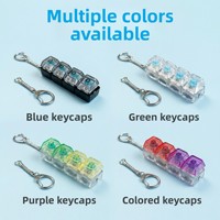 Porte-clés clavier mécanique en plastique lumineux haute transparence, jouet anti-stress carré avec 4 touches