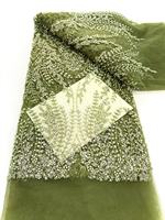 Nouvelle séquence de tissu en dentelle de tulle africain brodé de perles colorées faites à la main, avec des paillettes, pour robe de mariée ou de soirée