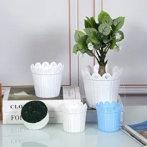 Yicai Pot Bunga Plastik Pot Bunga Gaya Mahkota Penanam Buatan Pot Bunga Renda Kecil
