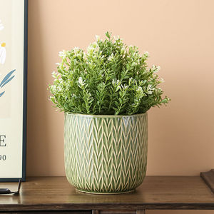 Pots de fleurs ronds en céramique émaillée, écologiques et minimalistes, motifs floraux, trou de drainage, <span class=keywords><strong>petit</strong></span> ensemble, légers, durables, pour le <span class=keywords><strong>jardin</strong></span> - Product Image 5