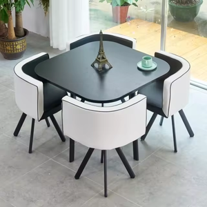 Set Economico di Tavolini <span class=keywords><strong>da</strong></span> Caffè Salvaspazio, Tavoli <span class=keywords><strong>da</strong></span> Pranzo Rotondi Personalizzati con 4 Sedie - Product Image 6