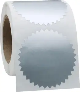 Etichette per goffratura di adesivi per premi in carta con certificato d'argento con bordo seghettato carta stagnola opaca premi adesivi per goffratura legale