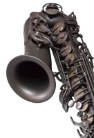 Saxofón Alto HUAYUN de Latón Liso con Botones Negros Perla, Negro Carbón, Ajustable y Estable, Instrumento de Viento Modelo Alto