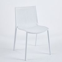 Chaise empilable sans accoudoirs en PP, design moderne nordique, dossier vertical, pour salle à manger, en plastique, avec tube vertical