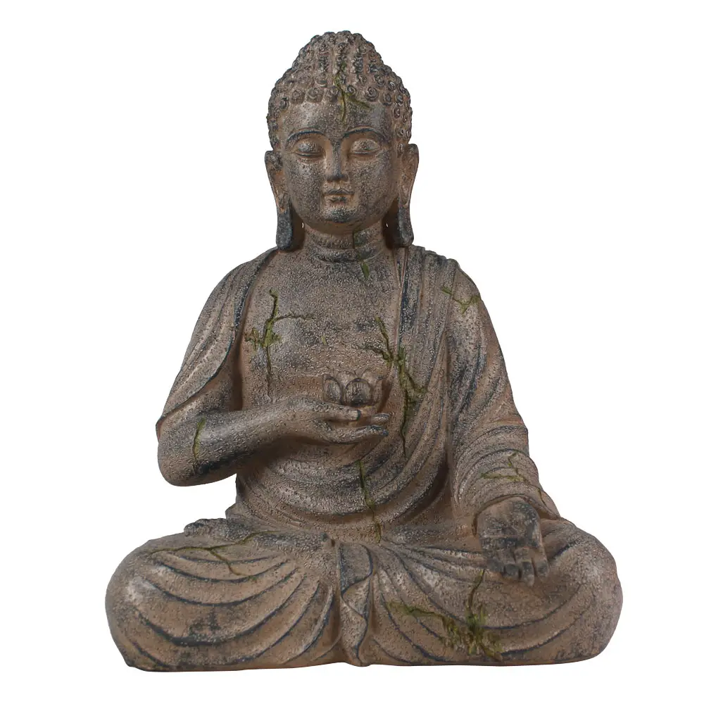 Personalizar alto antiguo Polyresin estatua patio decoración arte sentado estatua de Buda