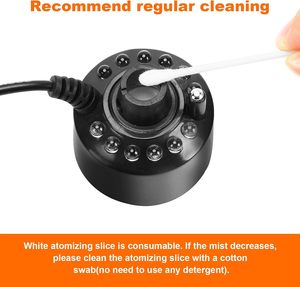 12 LED, brumisateur en plastique écologique, fontaine d'eau, machine à brouillard pour étang, atomiseur, humidificateur d'air, brumisateur ultrasonique, protection contre les éclaboussures - Product Image 6