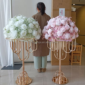 Gold Metal Floral Ball Stand Flower Stand Frame Table Centerpiece for Wedding <strong>Decoration</strong> - Product Image 2
