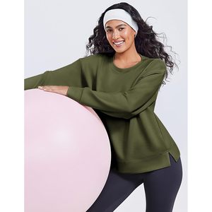 Sudadera Suave de Cuello Redondo para Mujer, Manga Larga, Ligera, Informal, Transpirable, para Yoga, Tejido de Punto, 280 g/m² - Product Image 6