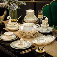 Service de table en porcelaine fine céramique, style nordique minimaliste, motif végétal, compatible micro-ondes, luxe léger, cadeau souvenir, ensemble de bols et assiettes