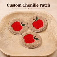 Patch rond personnalisé en chenille, broderie douce, badge brodé, logo personnalisé, appliqué pour vêtements, sacs, vestes, casquettes
