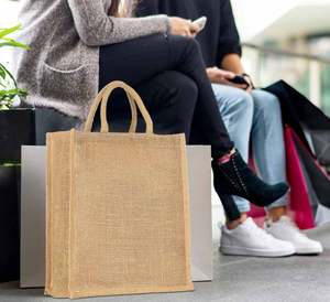 Sac fourre-tout réutilisable, écologique et naturel, sac en toile de jute personnalisé pour les courses, les courses quotidiennes, la plage et les voyages - Product Image 3