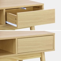Meuble de bureau moderne en MDF avec pied en bois massif, table de console avec 2 tiroirs