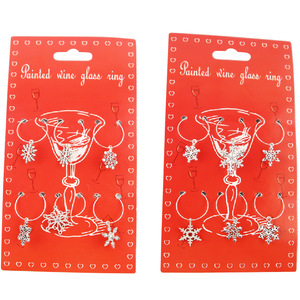 Silver Metal Snowflake Wine Glass Rings Round Pendant Wedding Party Decorations 20-40Pcs Luxury Tableware Set - Product Image 5