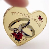 Koin Peringatan Perak Berlapis Mawar Merah Cinta 520 Hari Valentine Pernikahan Kreatif Aku Mencintaimu