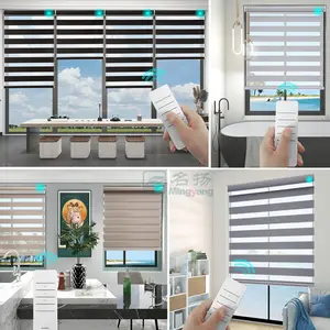 Bargain Price Blinds Electric Motorized Zebra Blind Zebra Curtain Automatic Double Roller Shade Window Roller Shades