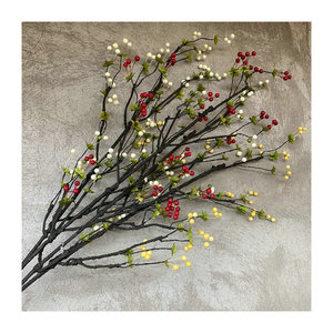 Branches de fleurs artificielles Feiyu Craft, fruits artificiels, 30cm-100cm, rouge foncé, blanc, vert, jaune pâle, décoration de mariage - Product Image 4