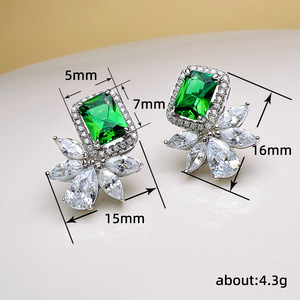 Vintage <b>Emerald</b> Cut <b>Stud</b> Earrings Minimal Geometric Square Design Women Fashion Jewelry Elegant Daily Wear Gift - Product Image 3