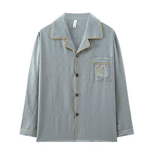 <span class=keywords><strong>Pigiama</strong></span> di cotone nuvola all'ingrosso della fabbrica di alta qualità Cardigan primavera da <span class=keywords><strong>uomo</strong></span> pantaloni a manica lunga due set Casual semplice per la casa