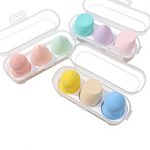 Éponge à <span class=keywords><strong>maquillage</strong></span> hydrophile lavable en forme de goutte d'eau, lot de 3 boîtes à œufs, boîte de rangement pour œufs de <span class=keywords><strong>maquillage</strong></span> au design goutte d'eau - Product Image 1