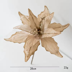Wholesale Large <b>Tree</b> Glitter Poinsettias Christmas Flowers Xmas New Year Wedding Party Holiday DIY Decoration - Product Image 6
