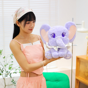 Vente en gros de jouets en peluche d'éléphants bébés mignons et bon marché de couleur violette avec de grandes oreilles, cadeaux d'anniversaire pour enfants, poupée cadeau d'animal, cadeaux de la Saint-Valentin - Product Image 5