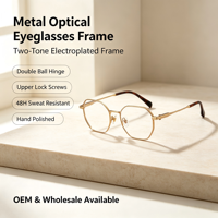 Gafas Ópticas de Metal con Montura de Diseño Clásico, Pulidas a Mano, de Alta Calidad, para Hombre y Mujer, 2026