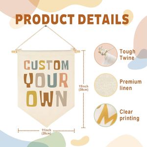 Hot Sell Eco-Friendly Polyester Custom Hanging Rectangle <b>Flag</b> 15x11 Inch Wood Flagpole Digital Printing Kids Nursery Playroom - Product Image 2