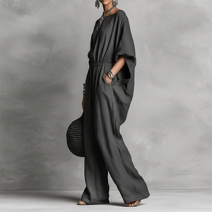 <span class=keywords><strong>Combinaison</strong></span> unie pour <span class=keywords><strong>femme</strong></span>, taille élastique, <span class=keywords><strong>pantalon</strong></span> large, silhouette décontractée, tenue de vacances, combinaisons décontractées pour <span class=keywords><strong>femme</strong></span> - Product Image 4