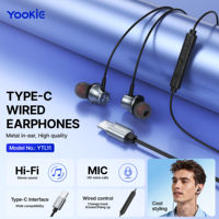 YooKiE YTL11 Earphone Berkabel In-ear Logam Tipe-C dengan Mikrofon Transmisi Digital Hitam
