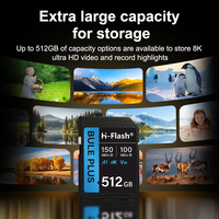 Carte mémoire H-Flash 128 Go Extreme PRO SDXC UHS-I C10 U3 V30 4K UHD pour usage domestique Bleu/Noir