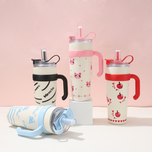 40oz Portable Stainless Steel Vacuum Insulated Tumbler Giant Thermos Cup 12-24hr Cold Insulation Gift Straw Car Ice Cream - Product Image 2