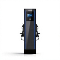 Station de recharge AC pour véhicules électriques 22W, niveau 2, chargeur mural commercial, double pistolet, triphasé 380V, écran tactile