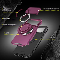 Coque de protection blindée pour iPhone 16 17 18 Pro Max avec cache-objectif coulissant et béquille rotative multi-angle intégrée
