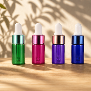 Factory Direct Mini Glass Dropper Bottles for Essential Oils Green Purple Blue <b>Pink</b> Serum Vials - Product Image 1