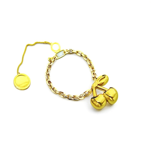 Fashion <b>Rings</b> Cherry Pendant Gold Plated 316L Stainless Steel Adjustable Band For Women Girls Jewelry Accessory - Product Image 2