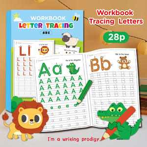 Cuaderno de Práctica de Escritura <span class=keywords><strong>para</strong></span> Niños, Primer Libro de Aprendizaje de Letras en Inglés, Práctica de Líneas <span class=keywords><strong>para</strong></span> el Control del Lápiz, Preescolar, 28 Páginas, Escritura de Palabras, Libro de Habilidades ABC - Product Image 1